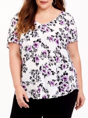Torrid Abbey Challis Tie Back Floral Blouse